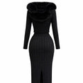 Women’s Knitted Bodycon 2piece Dress Long Sleeve Hooded Winter Elegant