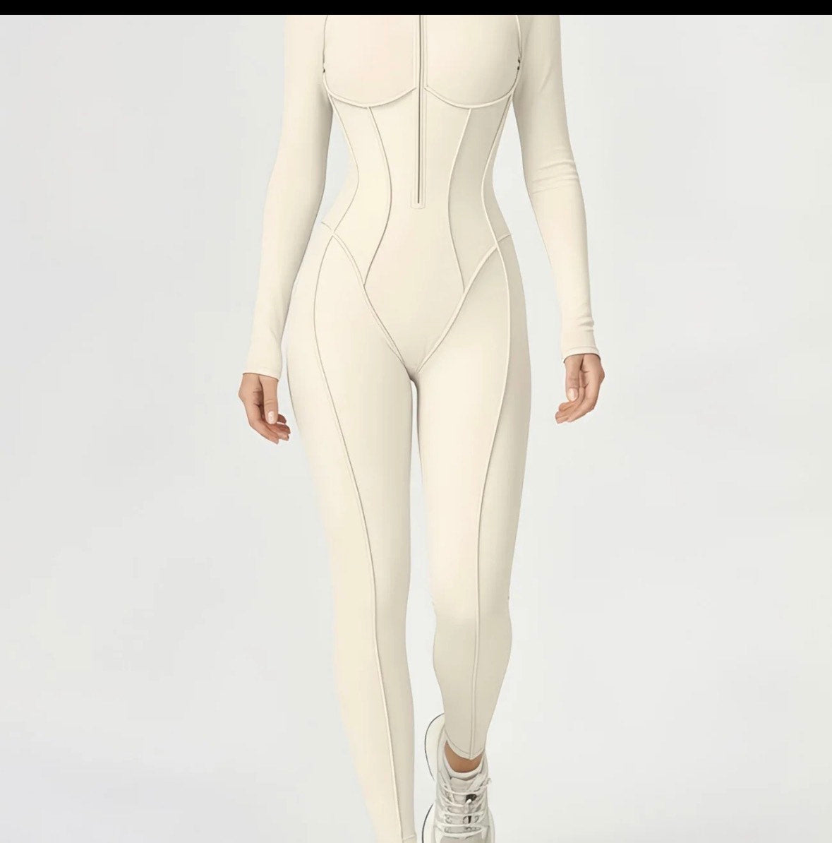 Women’s Gym Bodysuit Sculpting Zip Front Jumpsuit – Stretch Shapewear Activewear