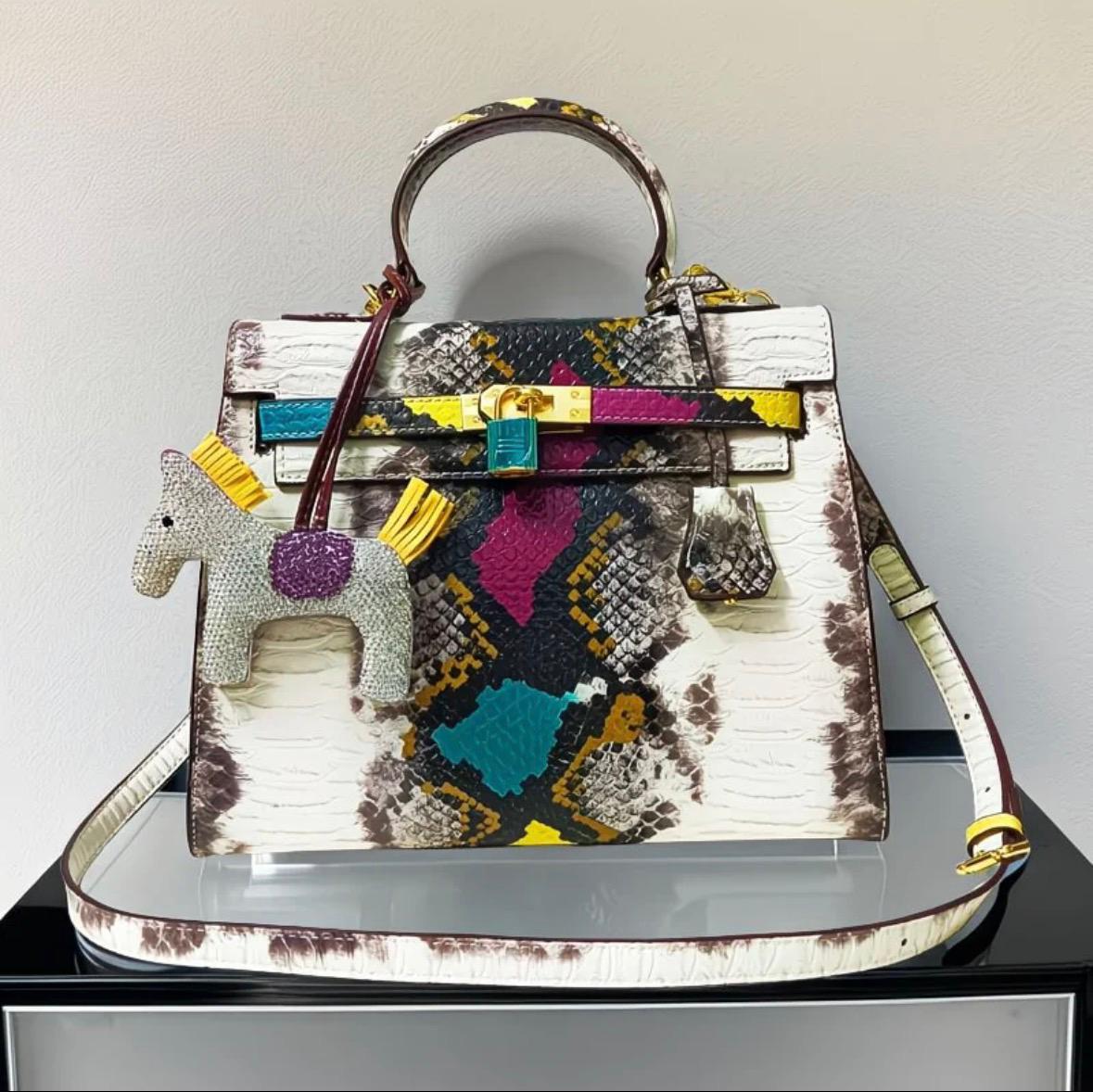 Designer Style Snake Print Handbag
