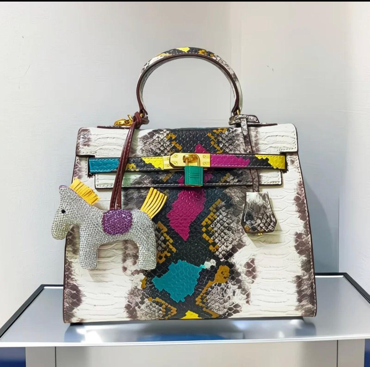 Designer Style Snake Print Handbag